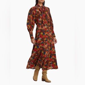 Doen Blossom Silke Crepe de Chine Maxi Dress NWT MOONLITGARDEN SizeLarge